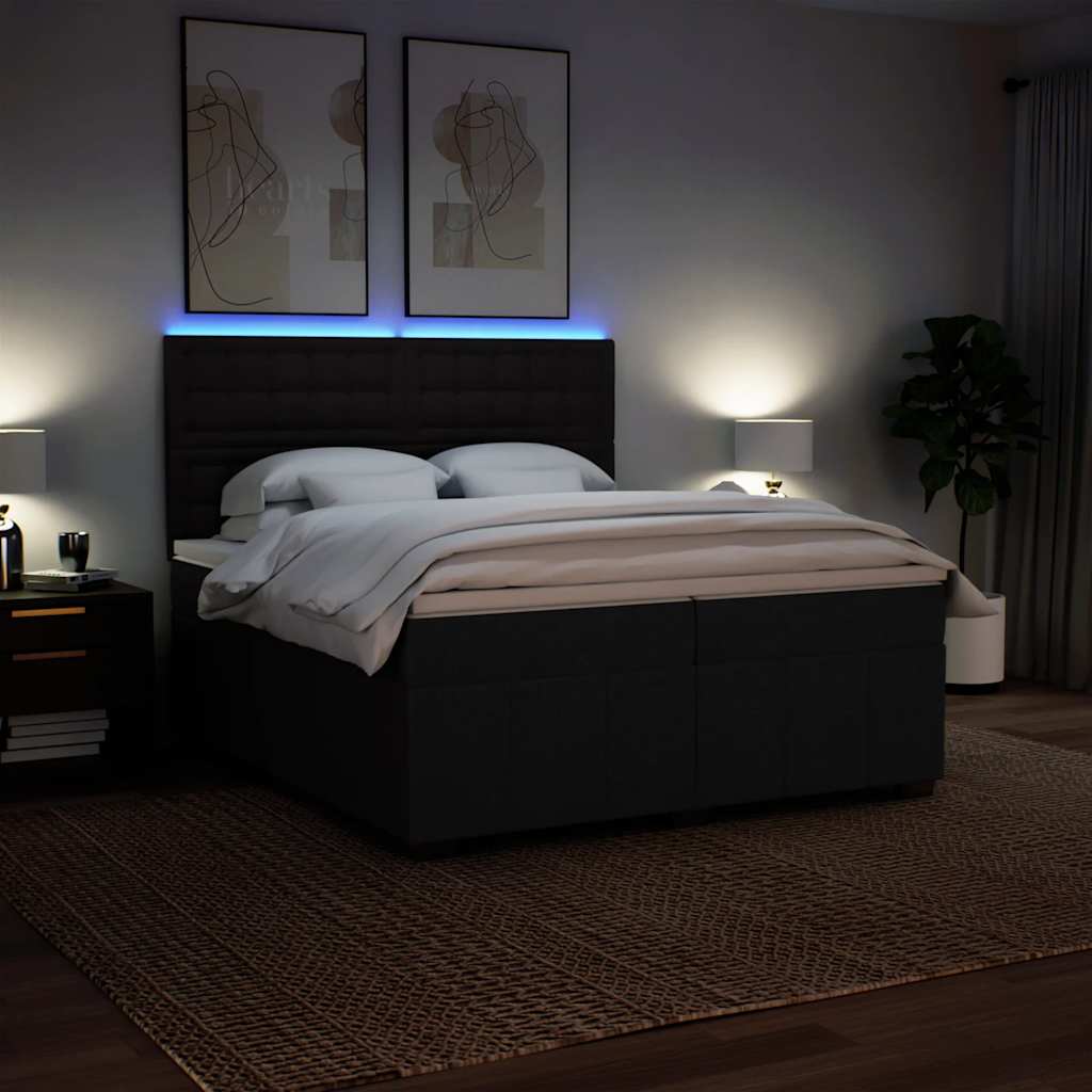 Giroletto a Molle con Materasso Nero 200x200 cm in Tessuto