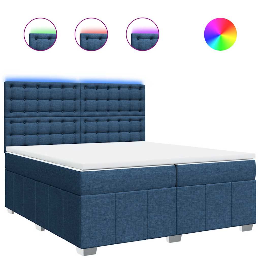 Giroletto a Molle con Materasso Blu 200x200 cm in Tessuto | homemem39