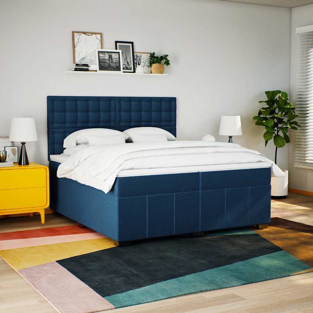 Giroletto a Molle con Materasso Blu 200x200 cm in Tessuto | homemem39