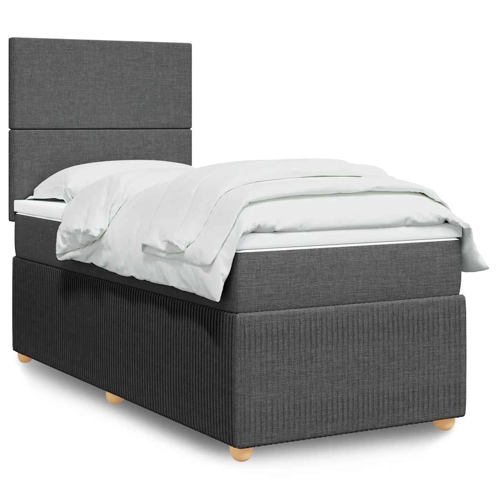 Giroletto a Molle con Materasso Grigio Scuro 90x190 cm Tessuto