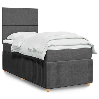Giroletto a Molle con Materasso Grigio Scuro 90x190 cm Tessuto