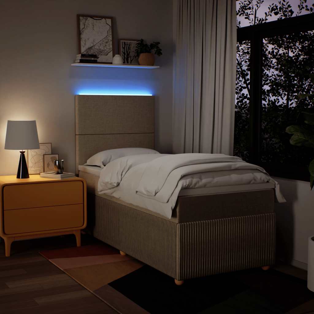 Giroletto a Molle con Materasso Crema 90x190 cm in Tessuto