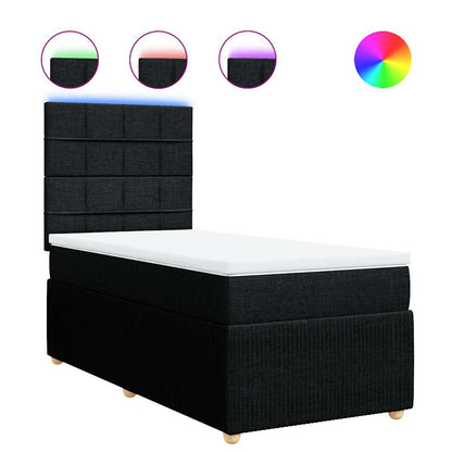 Giroletto a Molle con Materasso Nero 90x190 cm in Tessuto