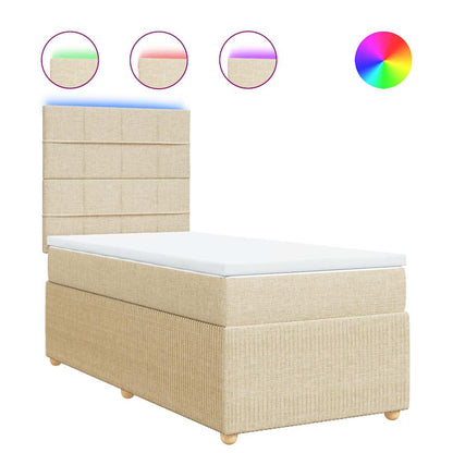 Giroletto a Molle con Materasso Crema 90x190 cm in Tessuto
