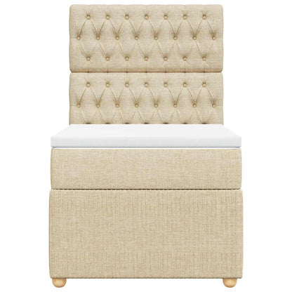 Giroletto a Molle con Materasso Crema 90x190 cm in Tessuto