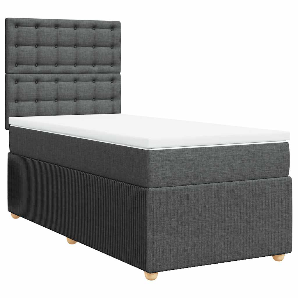 Giroletto a Molle con Materasso Grigio Scuro 90x190 cm Tessuto