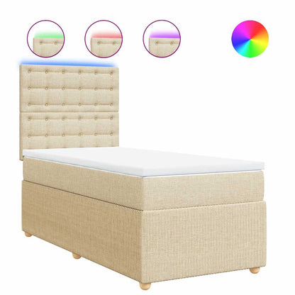 Giroletto a Molle con Materasso Crema 90x190 cm in Tessuto