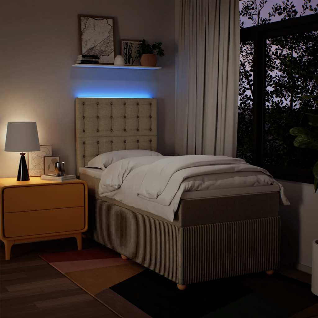 Giroletto a Molle con Materasso Crema 90x190 cm in Tessuto