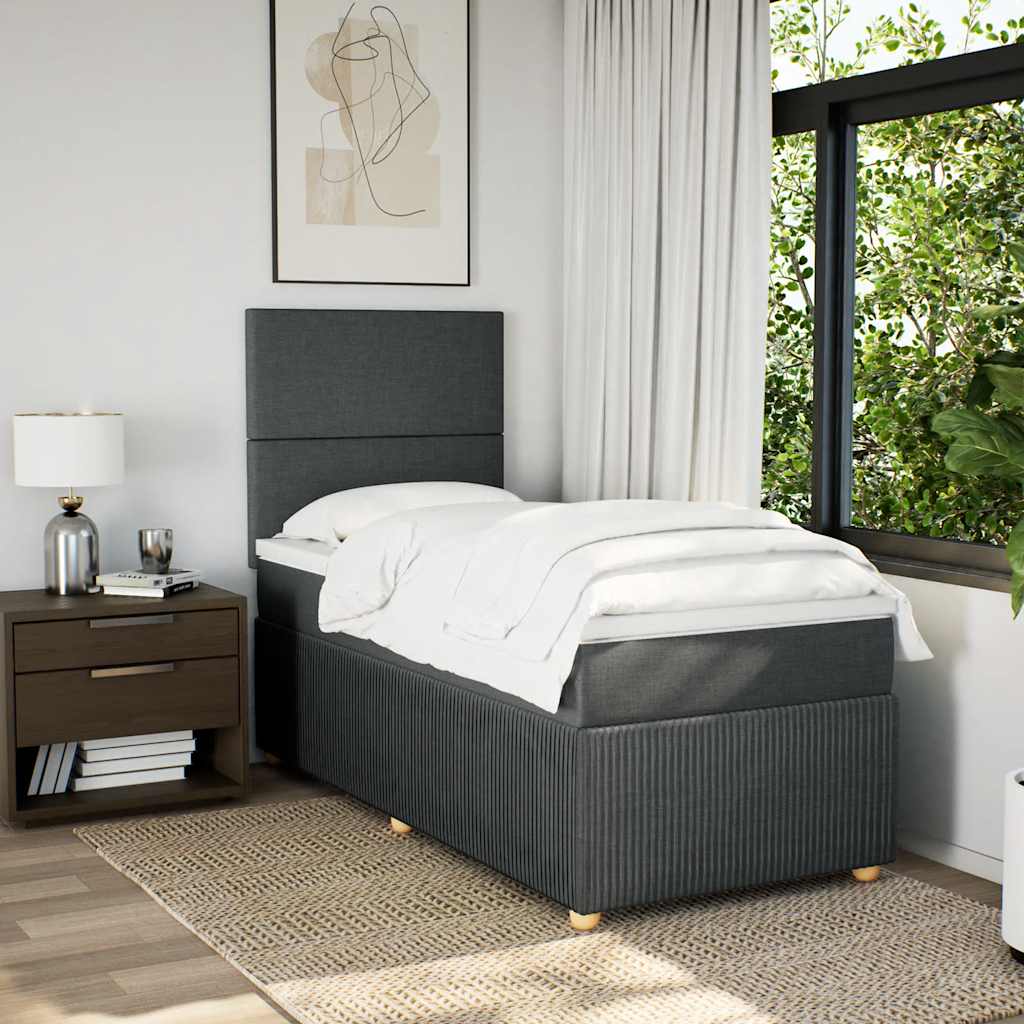Giroletto a Molle con Materasso Grigio Scuro 90x200 cm Tessuto | homemem39