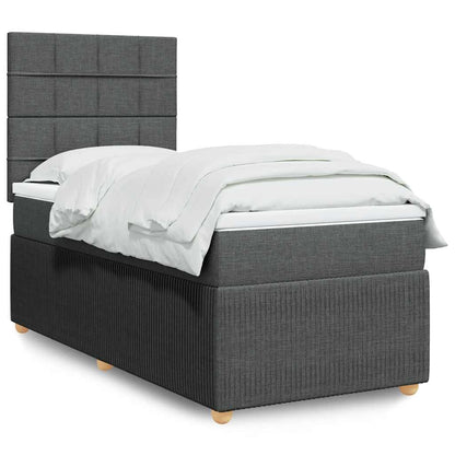 Giroletto a Molle con Materasso Grigio Scuro 90x200 cm Tessuto | homemem39