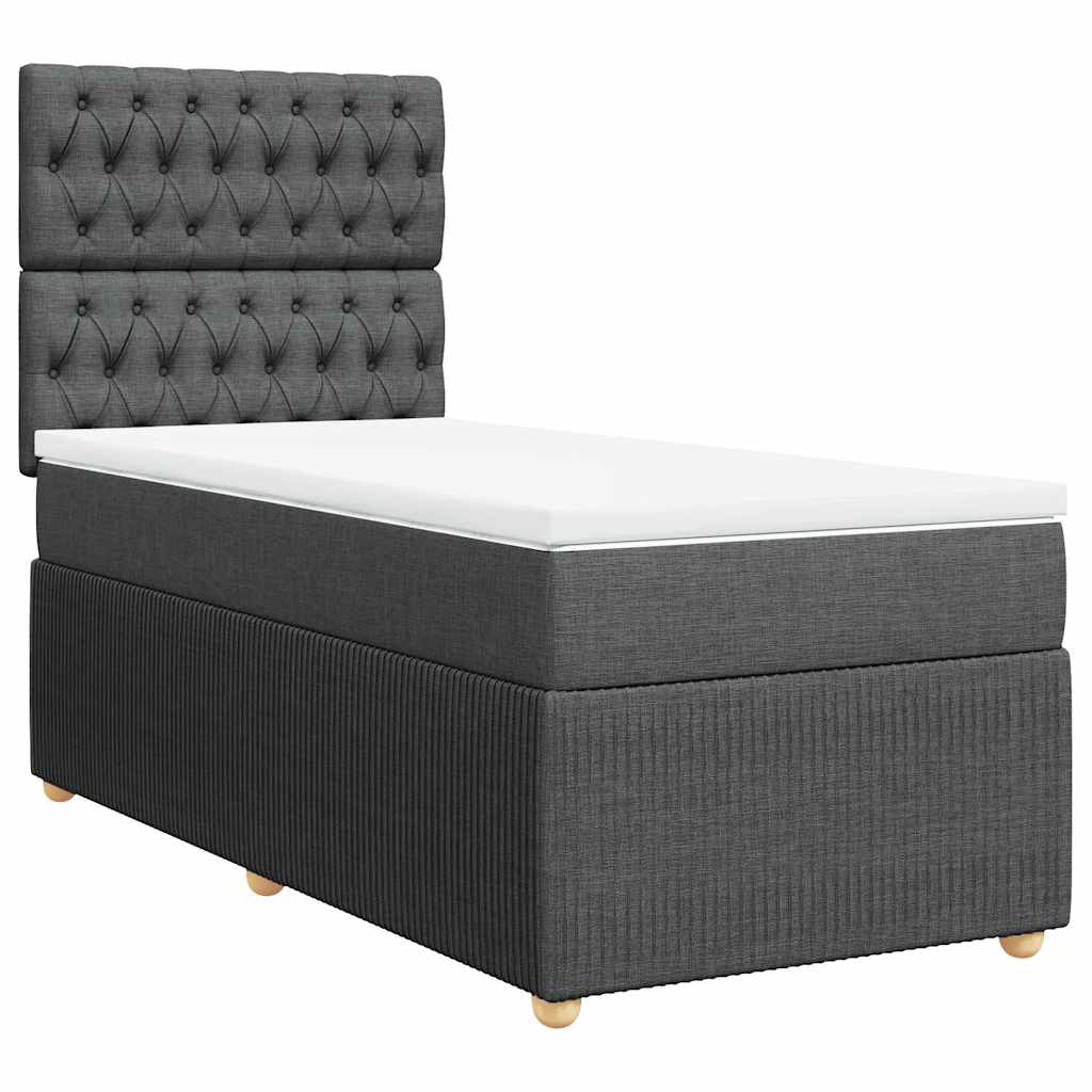Giroletto a Molle con Materasso Grigio Scuro 90x200 cm Tessuto