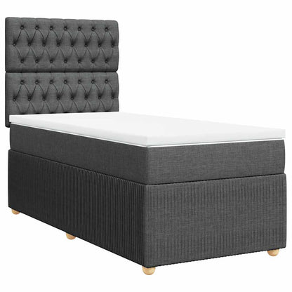 Giroletto a Molle con Materasso Grigio Scuro 90x200 cm Tessuto