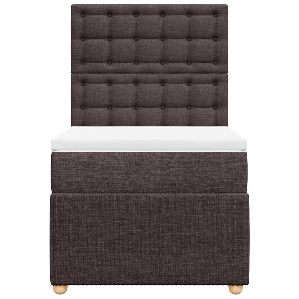 Giroletto a Molle con Materasso Marrone Scuro 90x200 cm Tessuto