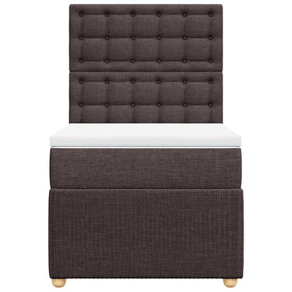 Giroletto a Molle con Materasso Marrone Scuro 90x200 cm Tessuto