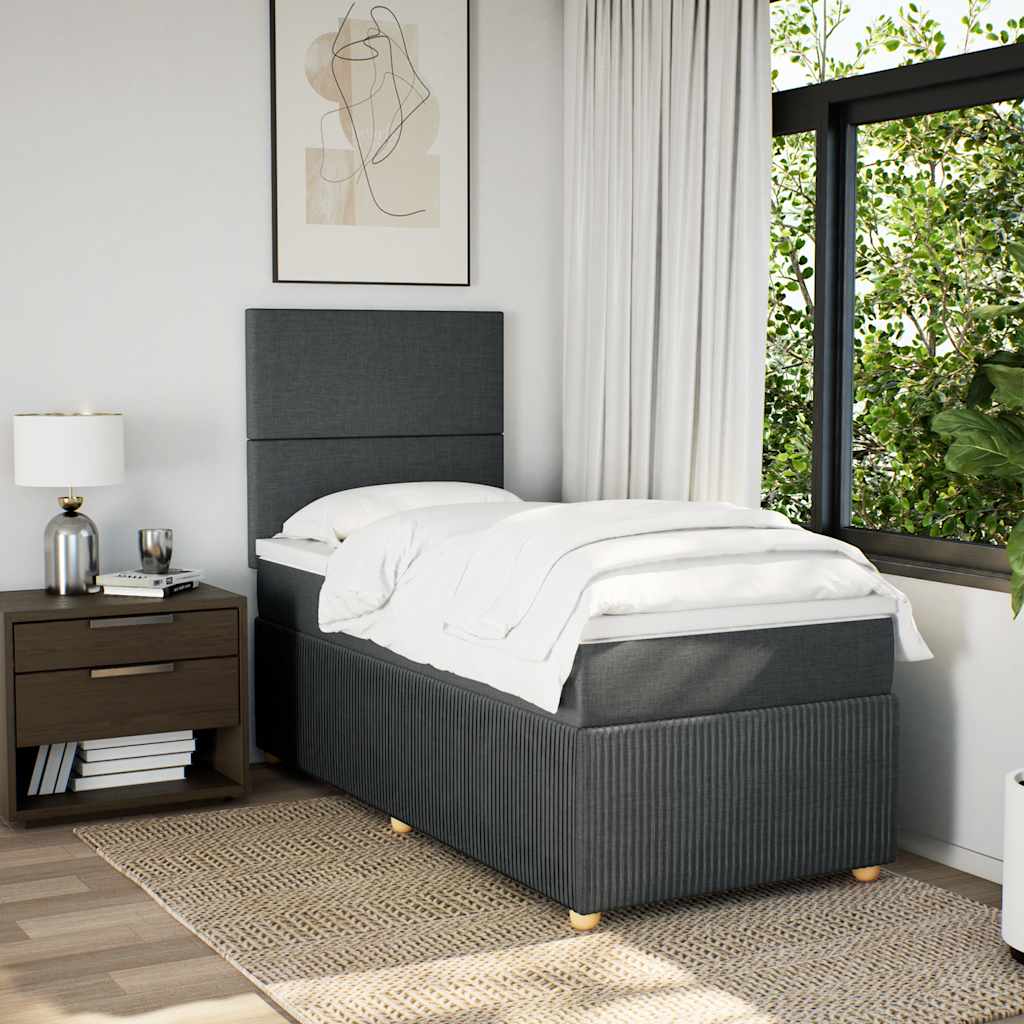 Giroletto a Molle con Materasso Grigio Scuro 100x200 cm Tessuto | homemem39