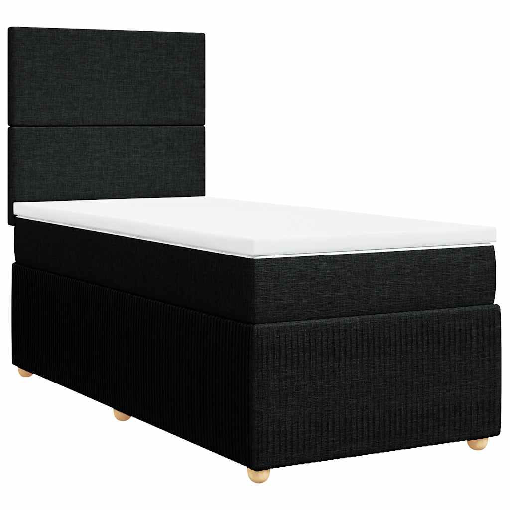 Giroletto a Molle con Materasso Nero 100x200 cm in Tessuto