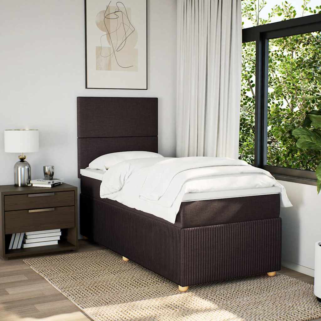 Giroletto a Molle con Materasso Marrone Scuro 100x200cm Tessuto | homemem39