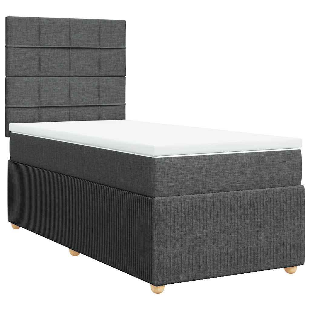 Giroletto a Molle con Materasso Grigio Scuro 100x200 cm Tessuto