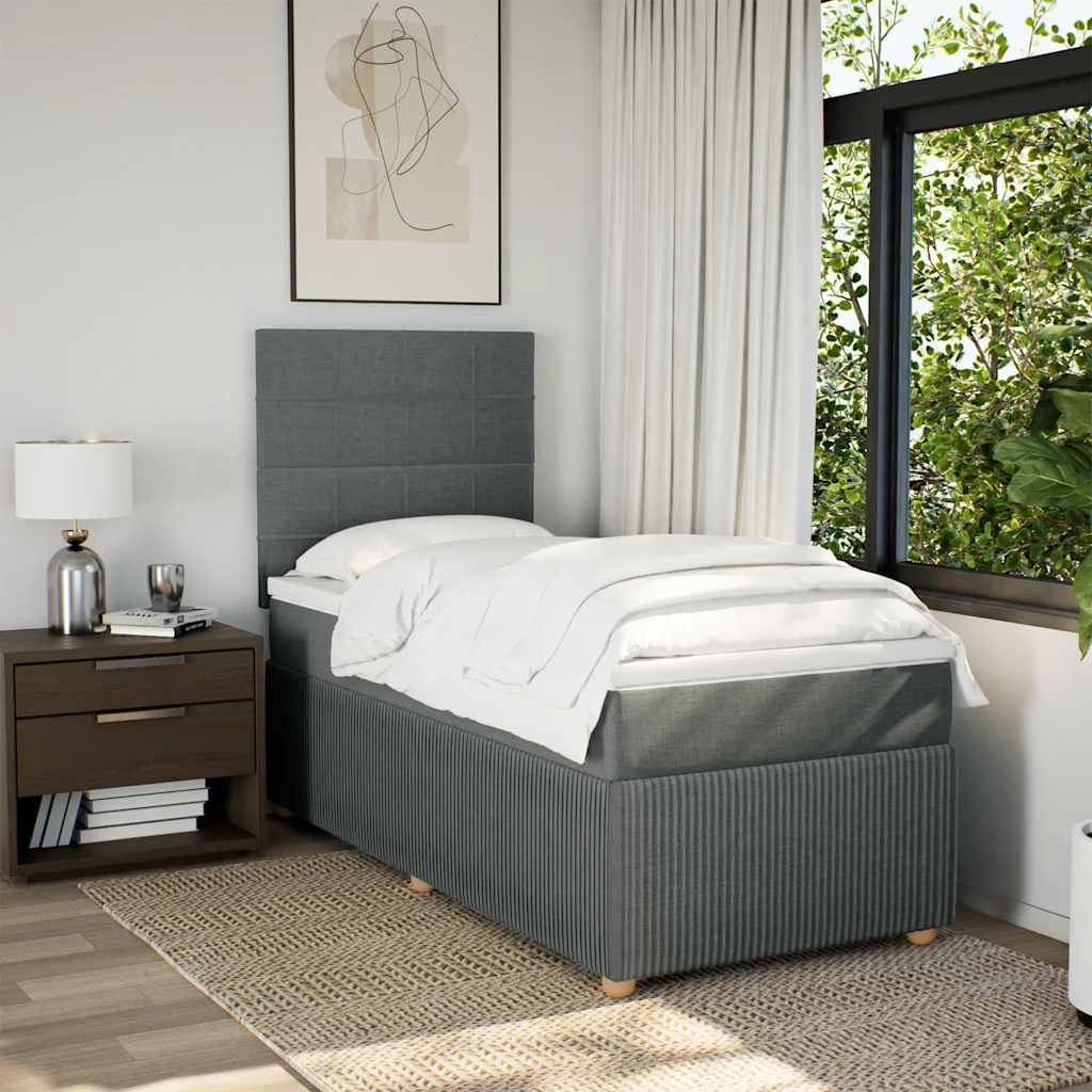 Giroletto a Molle con Materasso Grigio Scuro 100x200 cm Tessuto