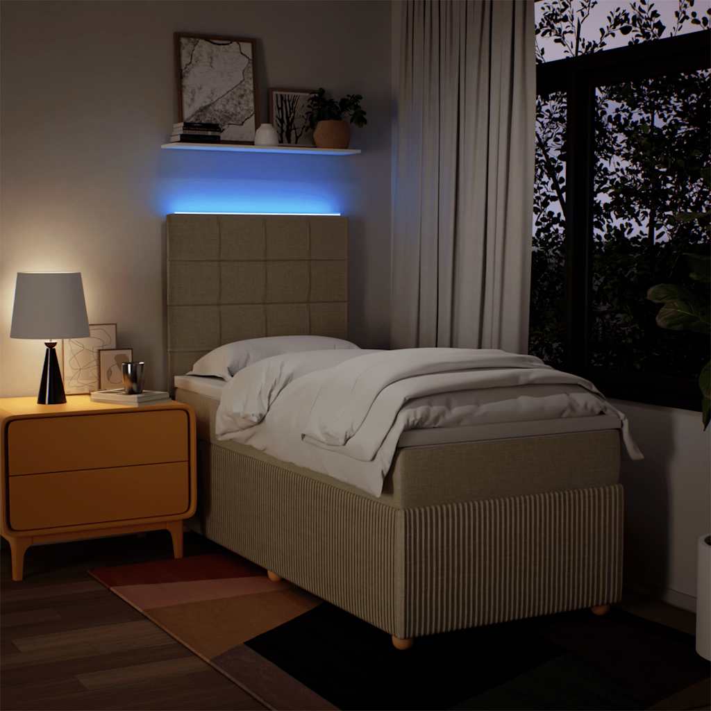 Giroletto a Molle con Materasso Crema 100x200 cm in Tessuto - homemem39