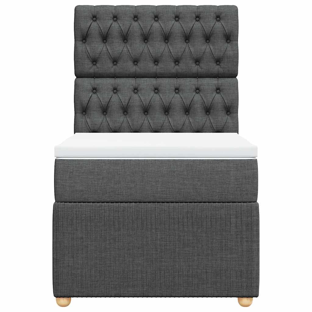 Giroletto a Molle con Materasso Grigio Scuro 100x200 cm Tessuto