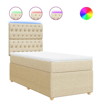 Giroletto a Molle con Materasso Crema 100x200 cm in Tessuto - homemem39