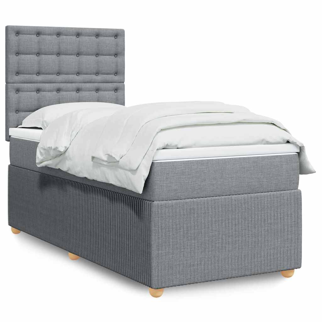 Giroletto a Molle con Materasso Grigio Chiaro100x200 cm Tessuto