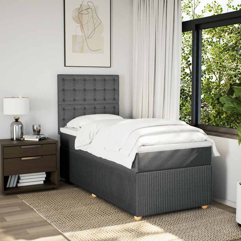 Giroletto a Molle con Materasso Grigio Scuro 100x200 cm Tessuto