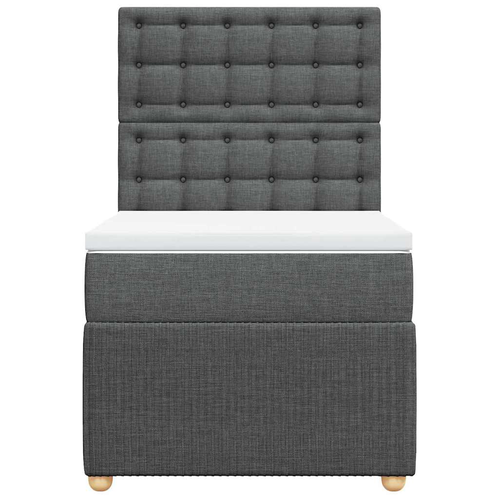 Giroletto a Molle con Materasso Grigio Scuro 100x200 cm Tessuto