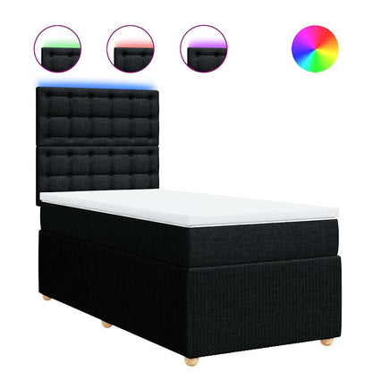 Giroletto a Molle con Materasso Nero 100x200 cm in Tessuto