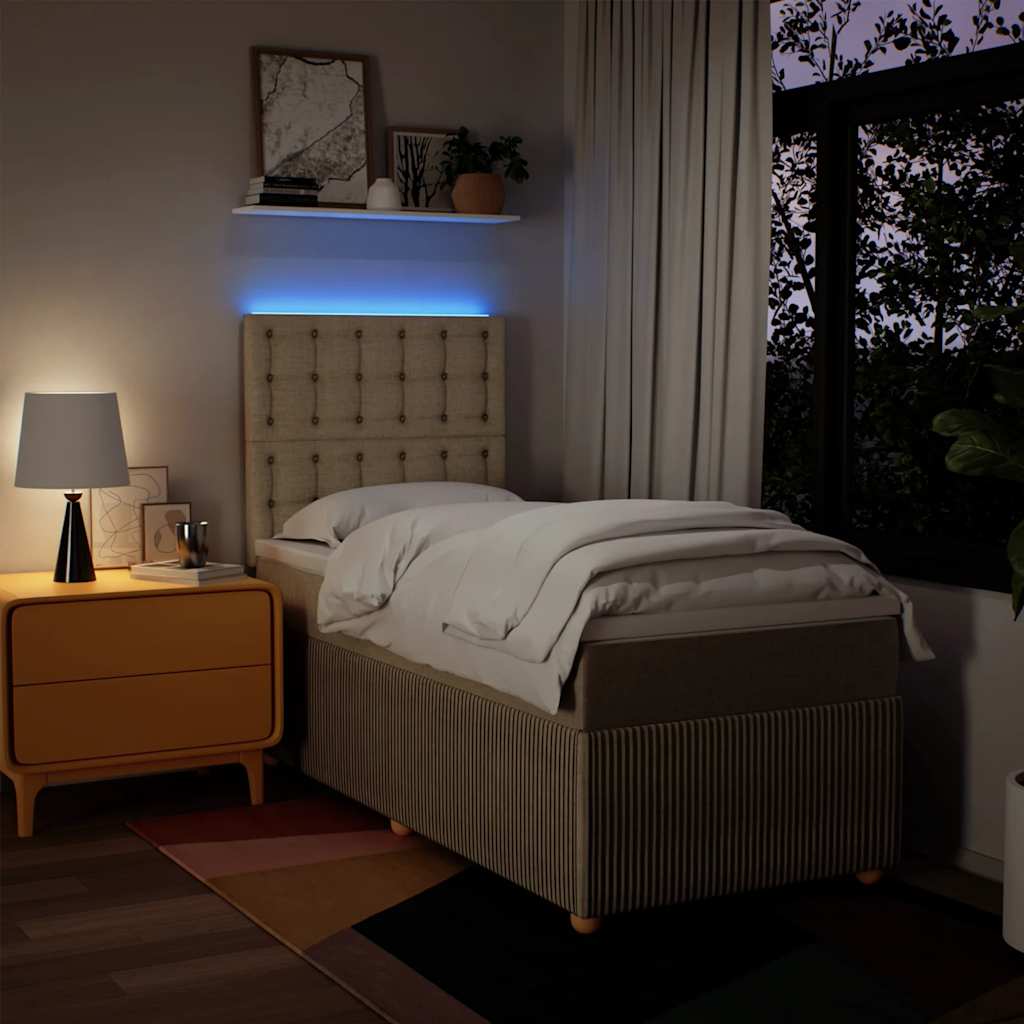 Giroletto a Molle con Materasso Crema 100x200 cm in Tessuto - homemem39