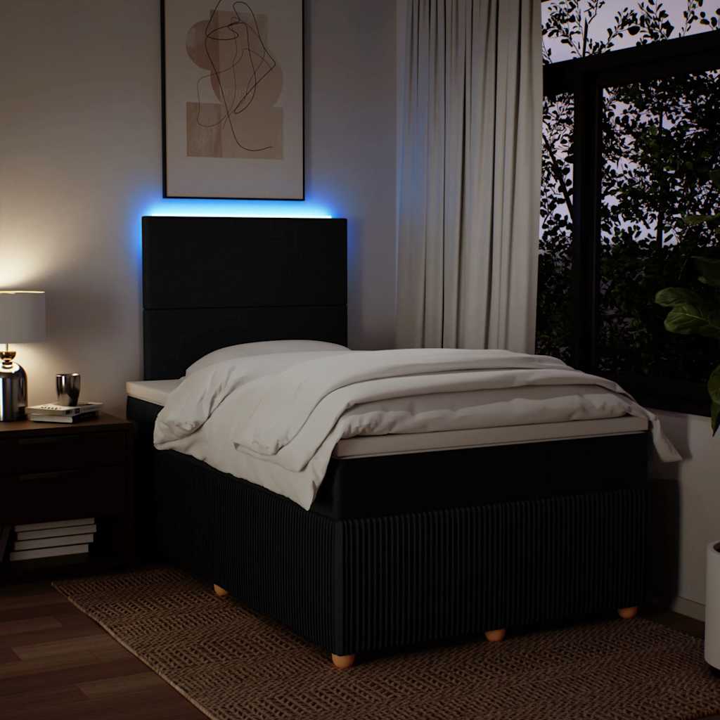 Giroletto a Molle con Materasso Nero 120x190 cm in Tessuto