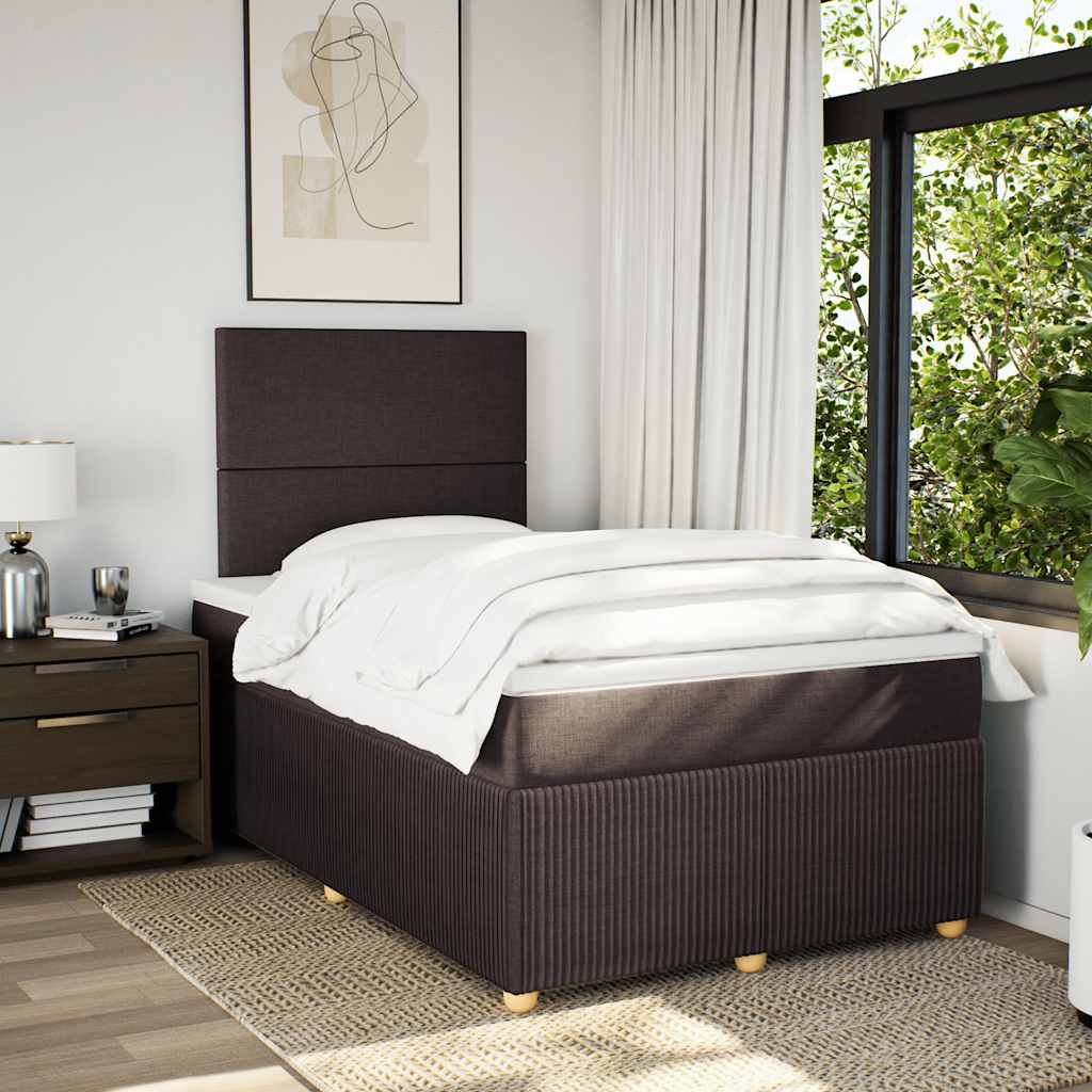 Giroletto a Molle con Materasso Marrone Scuro 120x190cm Tessuto