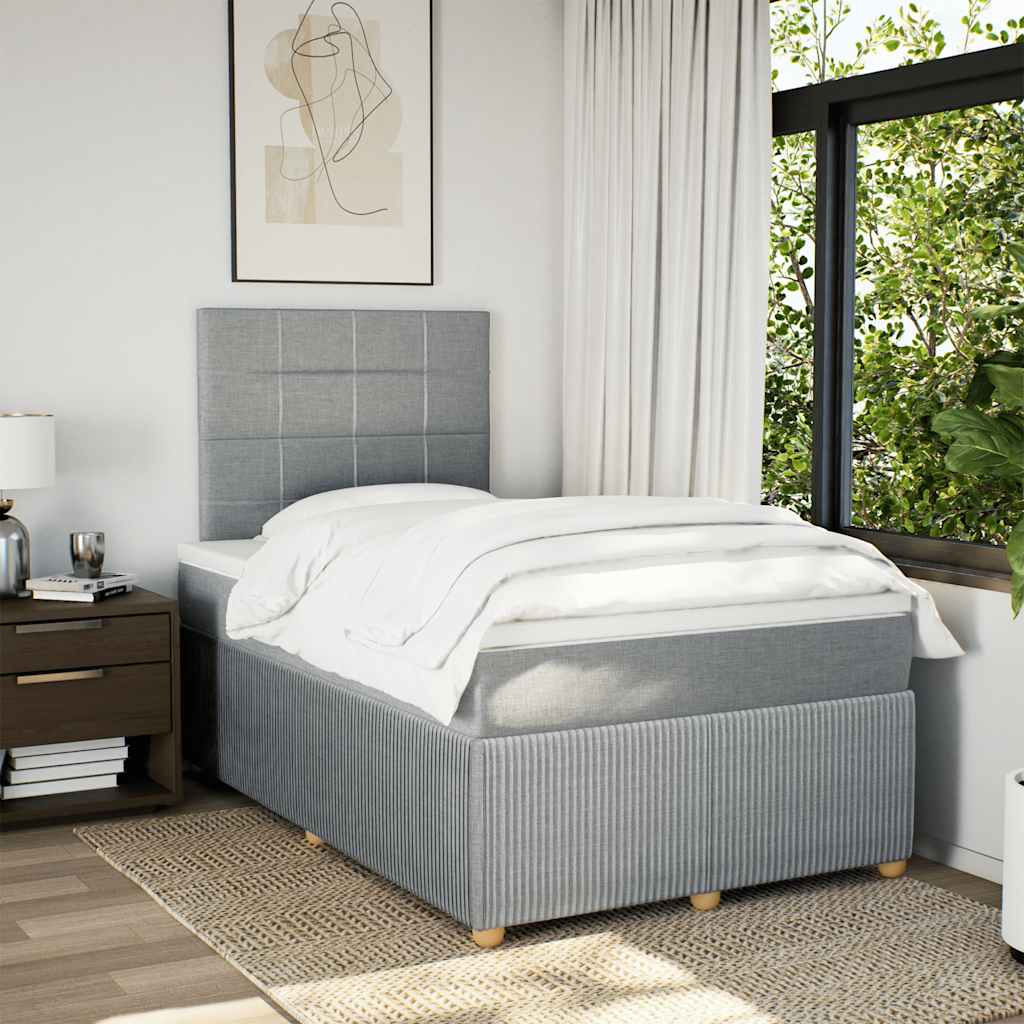 Giroletto a Molle con Materasso Grigio Chiaro 120x190cm Tessuto