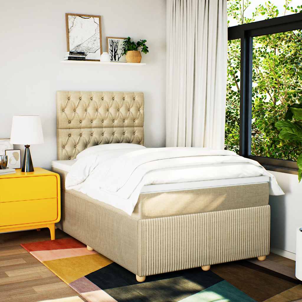 Giroletto a Molle con Materasso Crema 120x190 cm in Tessuto