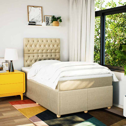 Giroletto a Molle con Materasso Crema 120x190 cm in Tessuto