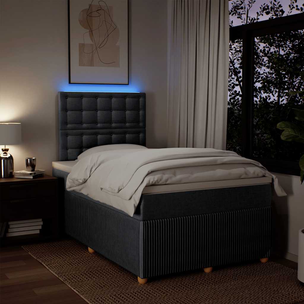 Giroletto a Molle con Materasso Grigio Scuro 120x190cm Tessuto