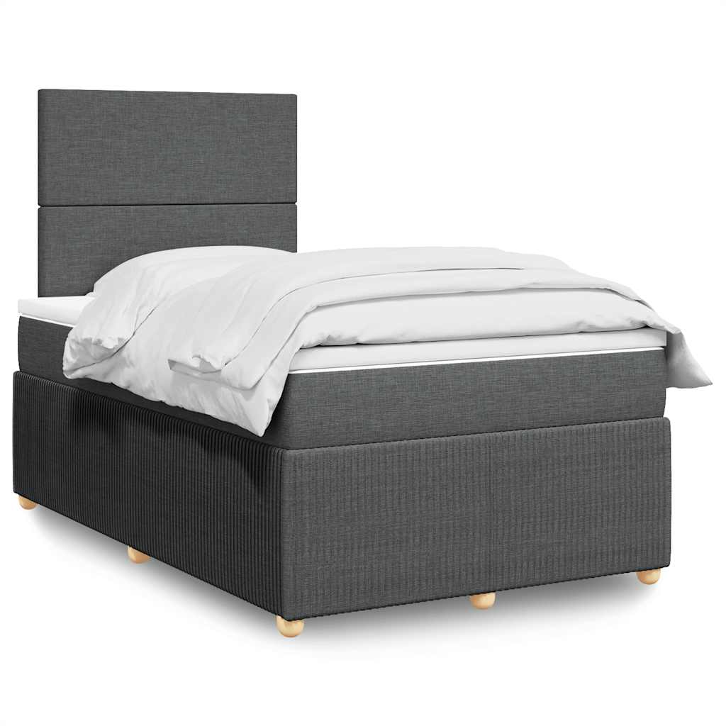 Giroletto a Molle con Materasso Grigio Scuro 120x200 cm Tessuto