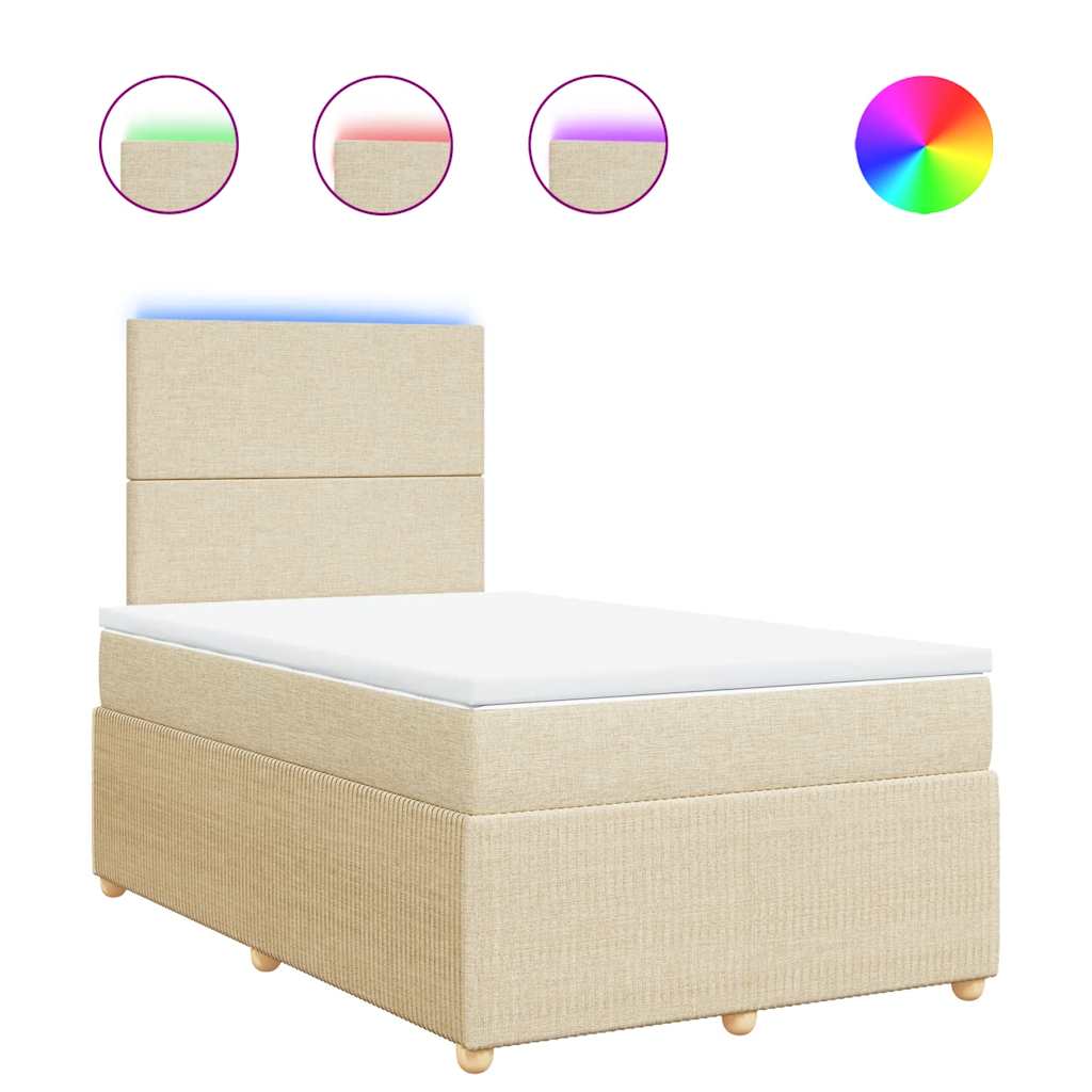 Giroletto a Molle con Materasso Crema 120x200 cm in Tessuto | homemem39