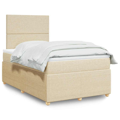 Giroletto a Molle con Materasso Crema 120x200 cm in Tessuto | homemem39