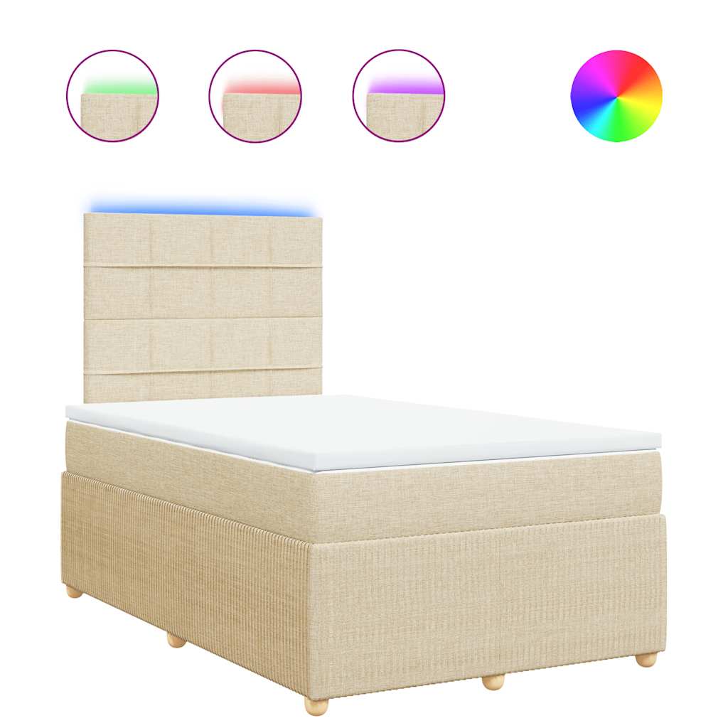 Giroletto a Molle con Materasso Crema 120x200 cm in Tessuto | homemem39