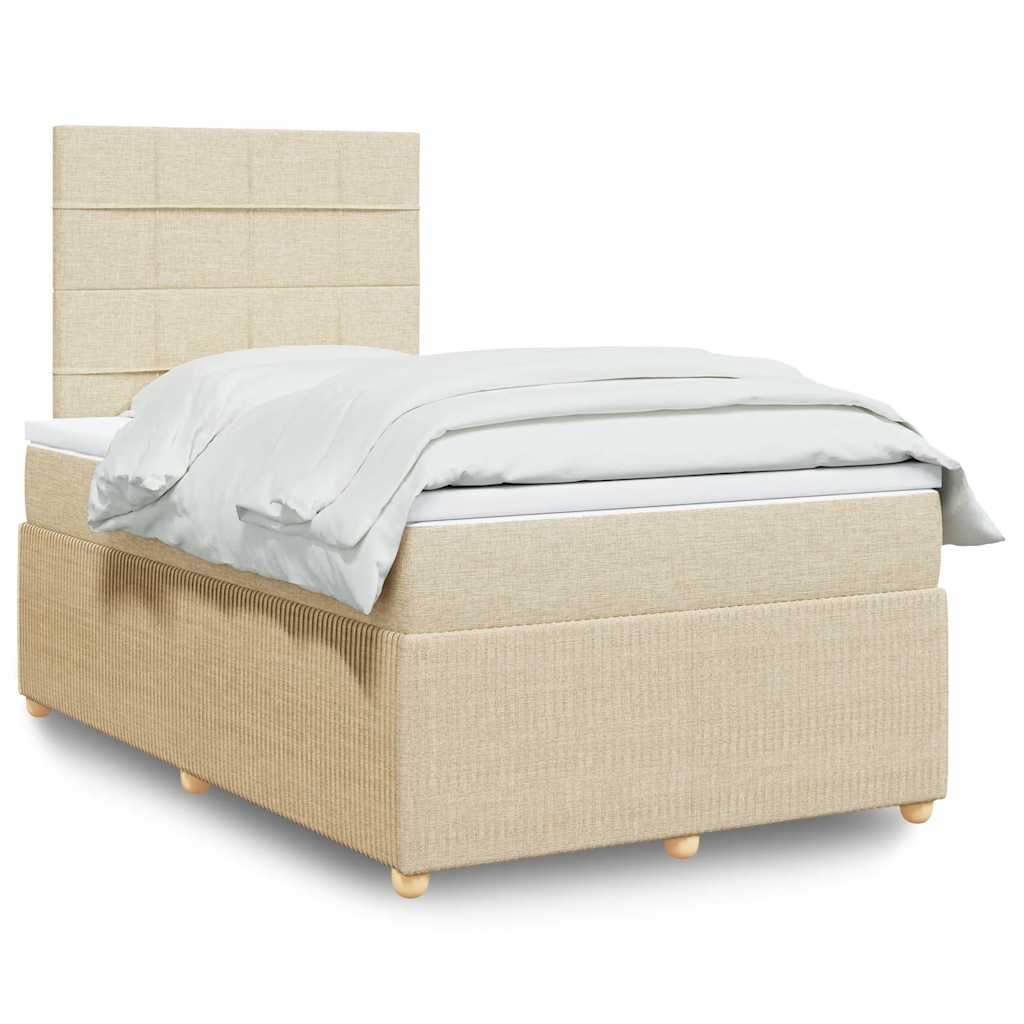 Giroletto a Molle con Materasso Crema 120x200 cm in Tessuto | homemem39