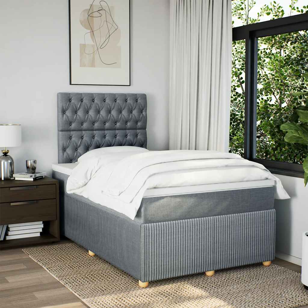 Giroletto a Molle con Materasso Grigio Chiaro 120x200cm Tessuto
