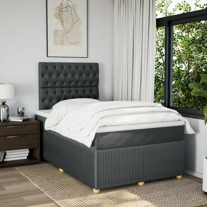 Giroletto a Molle con Materasso Grigio Scuro 120x200 cm Tessuto