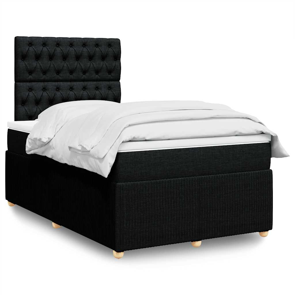 Giroletto a Molle con Materasso Nero 120x200 cm in Tessuto