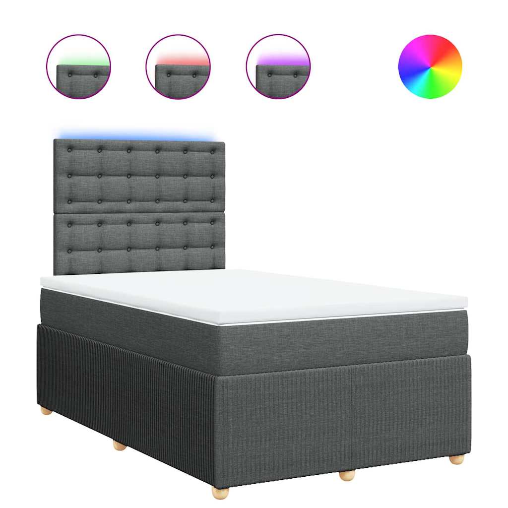 Giroletto a Molle con Materasso Grigio Scuro 120x200 cm Tessuto | homemem39