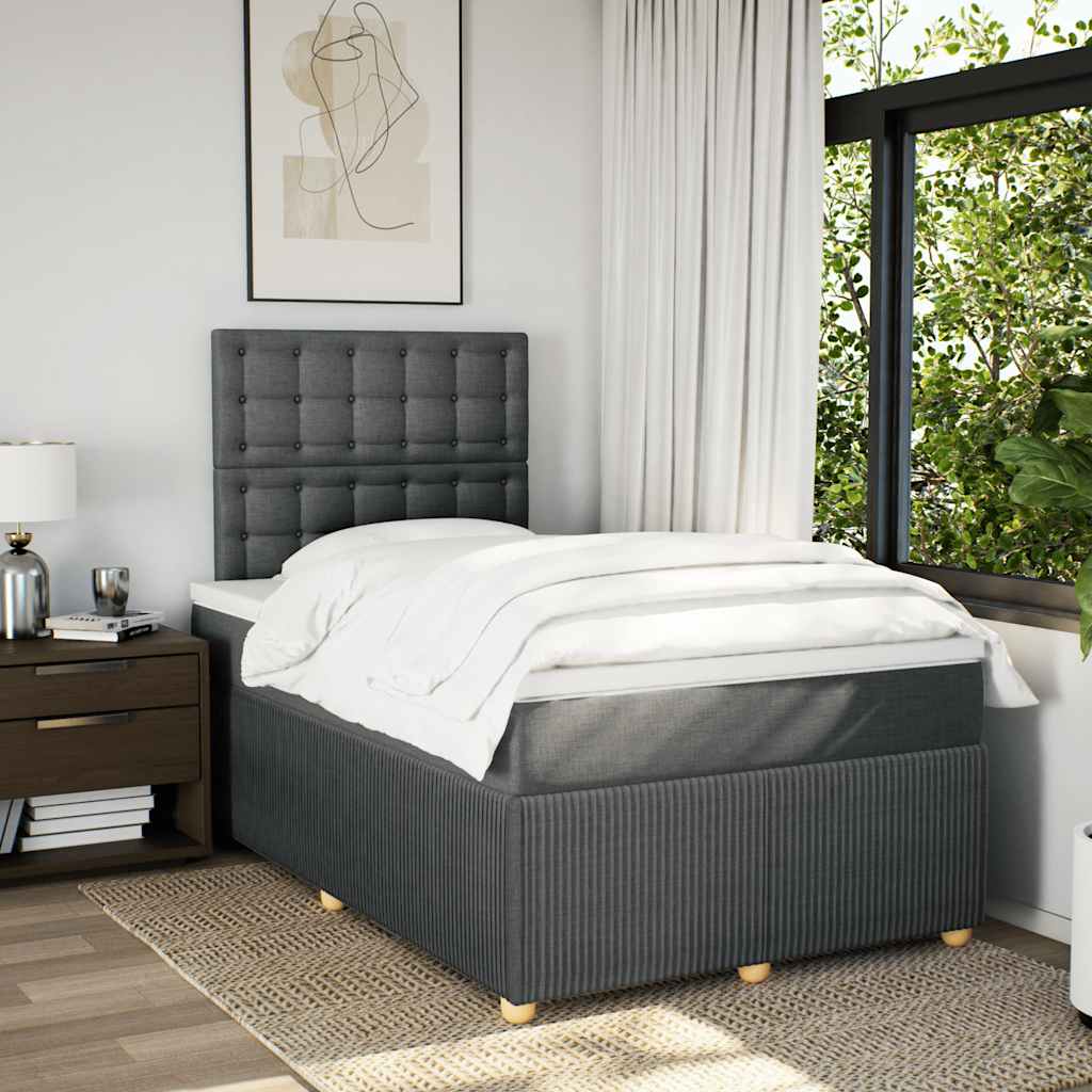 Giroletto a Molle con Materasso Grigio Scuro 120x200 cm Tessuto | homemem39