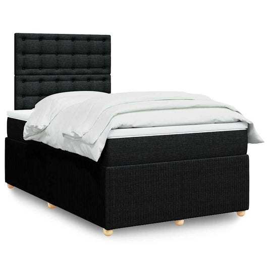 Giroletto a Molle con Materasso Nero 120x200 cm in Tessuto