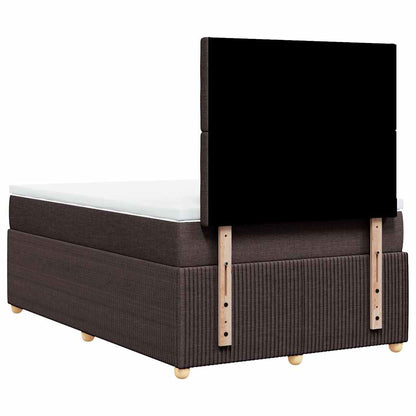Giroletto a Molle con Materasso Marrone Scuro 120x200cm Tessuto