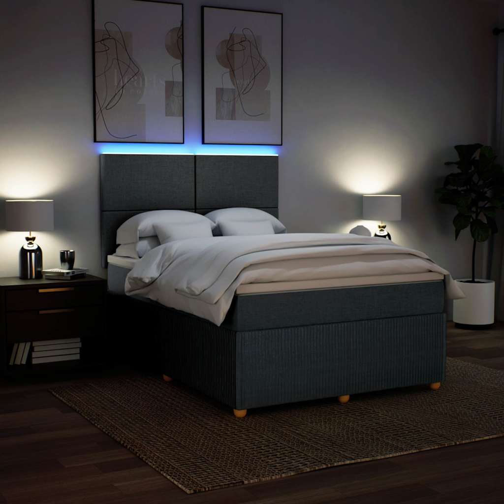 Giroletto a Molle con Materasso Grigio Scuro 140x190 cm Tessuto